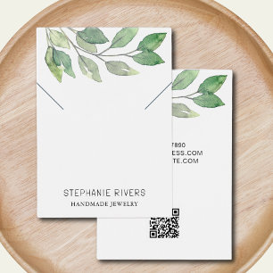 Carte d'affichage de code QR Feuille Watercolor