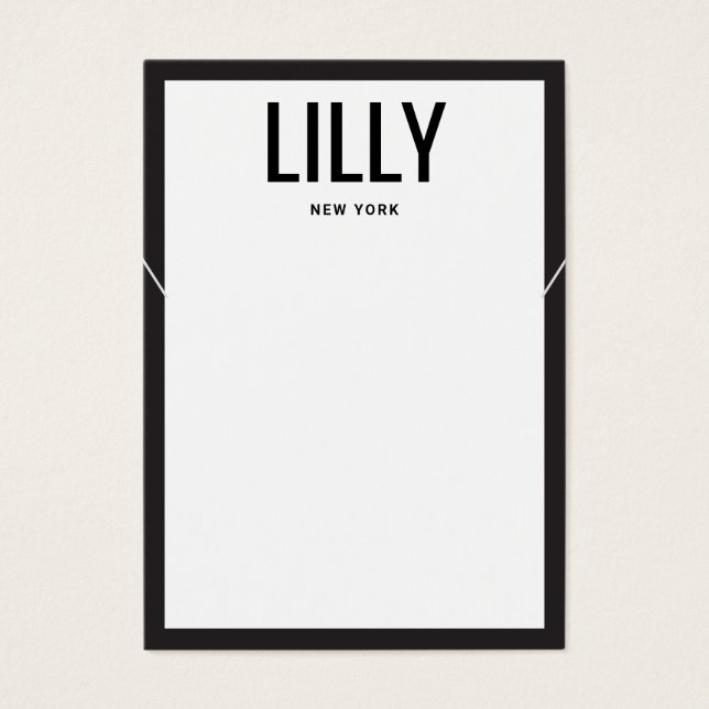 Carte d'affichage de collier blanc noir moderne (Devant)