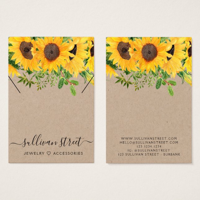 Carte d'affichage de collier Kraft de tournesol pe (Devant & derrière)