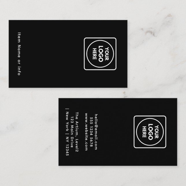 Carte d'affichage de la bijouterie noire | Logo pe (Devant / Derrière)