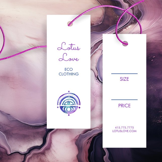 Carte d'affichage de la taille de la balise de sus (Mystic Moon Hang Tag Size price Clothing Display Card
)