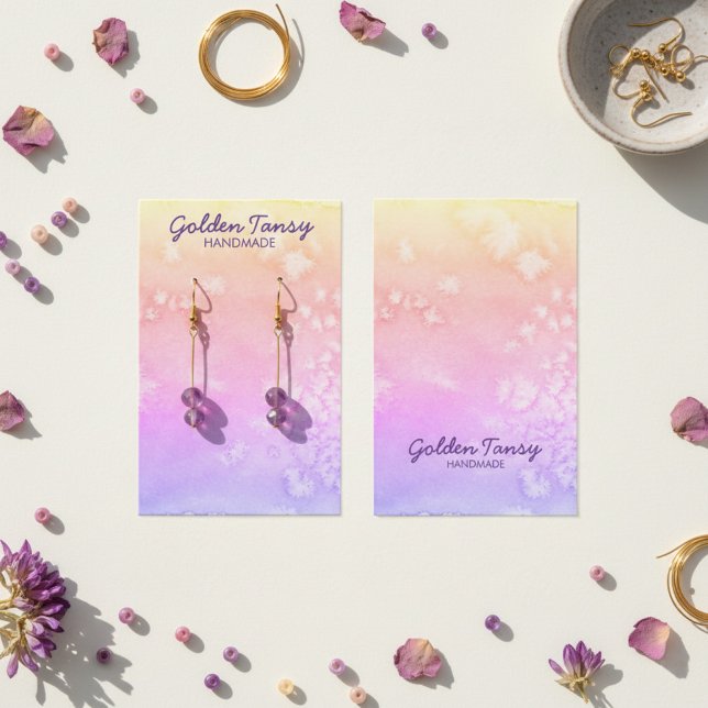 Carte d'affichage de l'aquarelle de l'oreille coll (Watercolor Soft Sunset Earring Necklace Jewelry Display Card
)