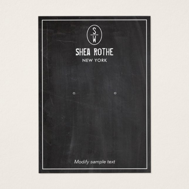 Carte d'affichage de l'oreille du monogramme rusti (Devant)