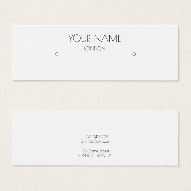 Carte d'affichage d'oreille blanche minimale simpl (Devant & derrière)