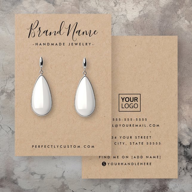 Carte d'affichage d'oreille papier Kraft (Modern script Kraft paper earring display card)