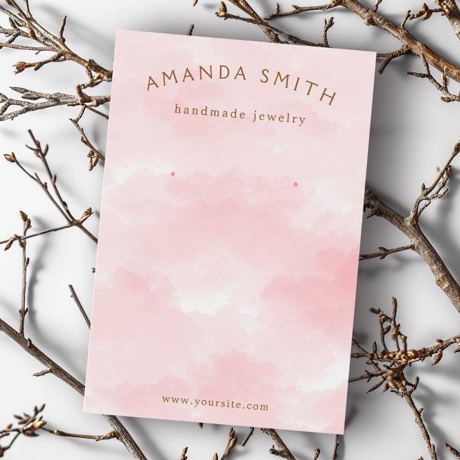 Carte d'affichage d'oreille rose (Pink watercolor elegant earring display card)