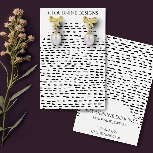 Carte d'affichage Dotty Arch oreille collier bijou (Earrings display card with inky dots and arch shapes. Customize with your contact info)