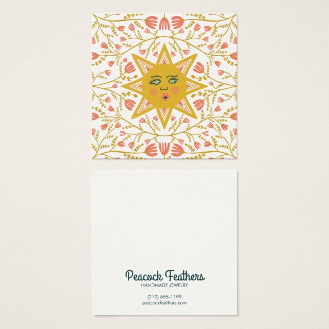 Carte d'affichage du collier à bijoux Sun & Flower (Devant & derrière)