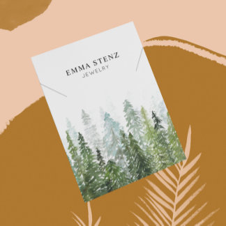Carte d'affichage du collier ・ Aquarelle Pine Wood