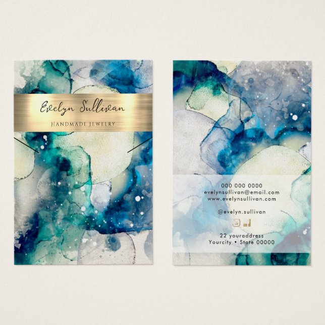 Carte d'affichage du collier en feuille d'aquarell (Devant & derrière)