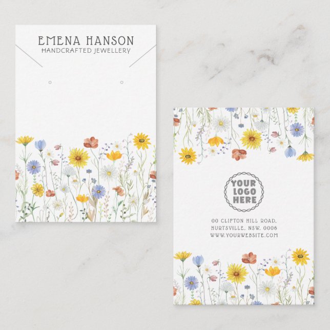 Carte d'affichage du collier Fleur sauvage rustiqu (Devant / Derrière)