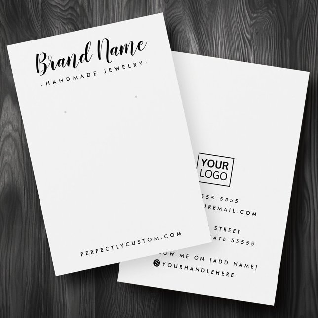 Carte d'affichage du logo couleur personnalisée du (Cute script custom color logo earring display card)