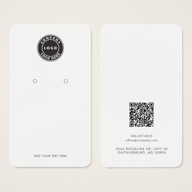 Carte d'affichage du logo d'entreprise et du code  (Devant & derrière)