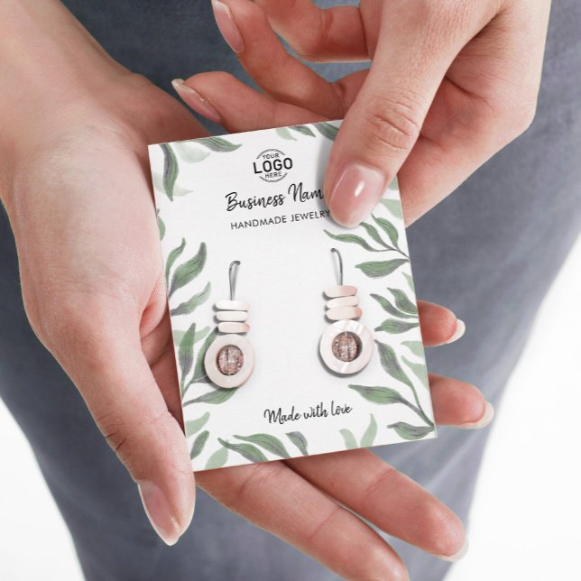 Carte d'affichage Feuille verte Bijoux blancs (Créateur téléchargé)