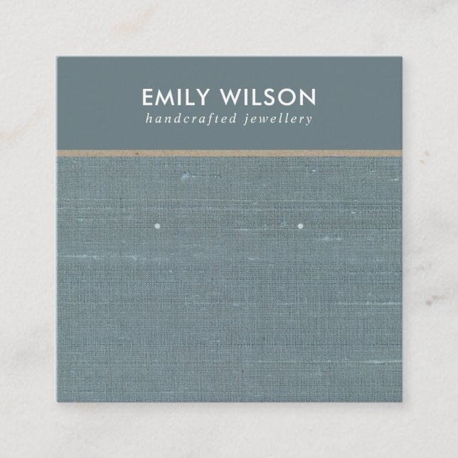 CARTE D'AFFICHAGE GRAY BLUE BURLAP LINEN STUD EARR (Devant)