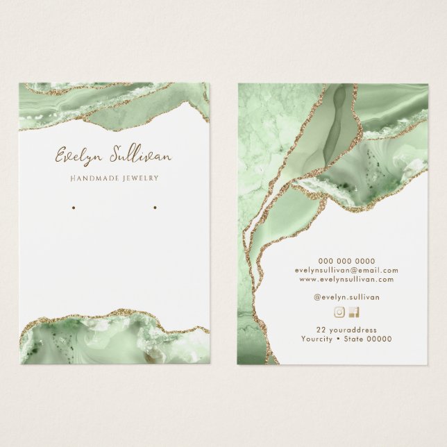 Carte d'affichage Jade vert agate bijoux (Devant & derrière)