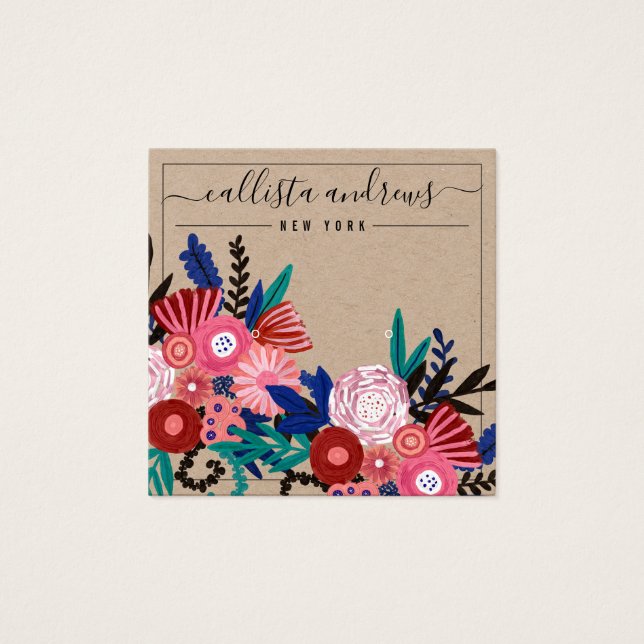 Carte d'affichage Kraft Rose Floral Cursive (Devant)