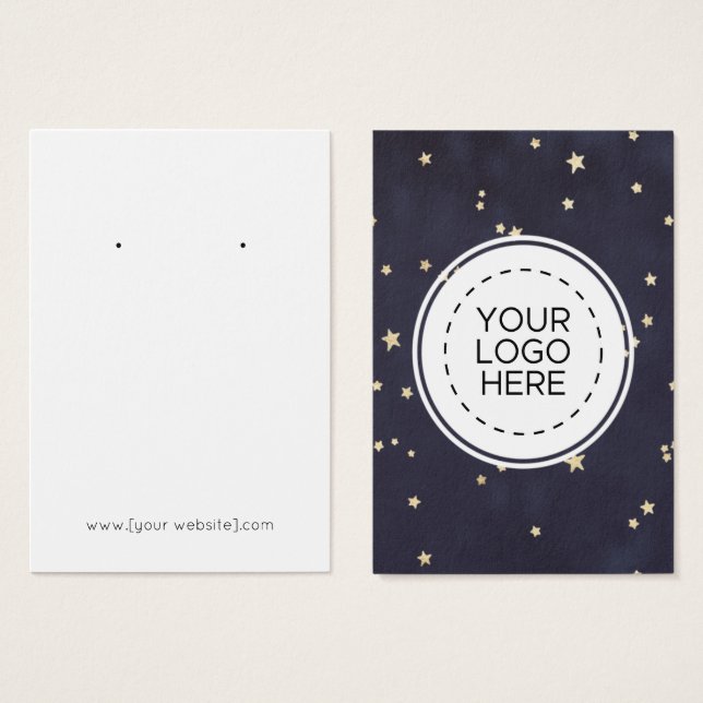 Carte d'affichage Marine Blue Gold Stars (Devant & derrière)