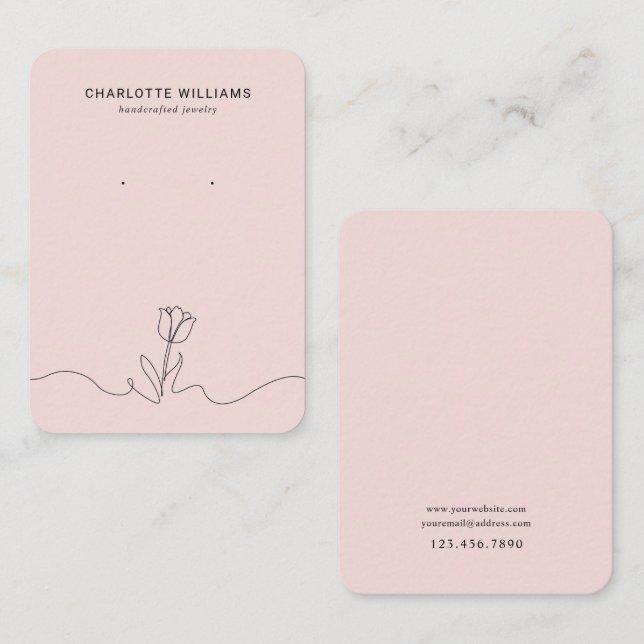 Carte d'affichage minimaliste en Tulipe rose (Devant / Derrière)