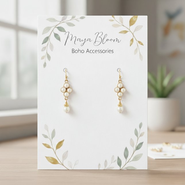 Carte d'affichage minimaliste Foliage personnalisé (Earrings With Foliage)