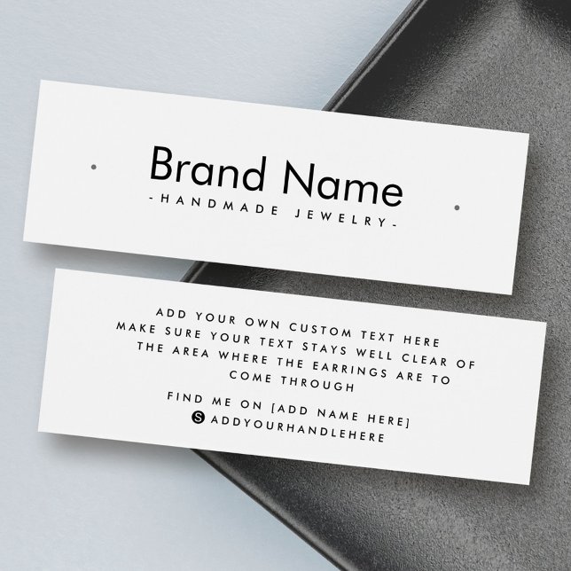 Carte d'affichage minimaliste moderne (Modern minimalist white stud earring display card)