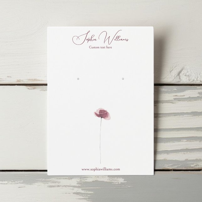 Carte d'affichage minimaliste pour la coquelicot (minimalist earring simple poppy display card)
