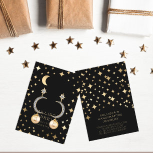 Carte d'affichage moderne Gold Black Stars Moon
