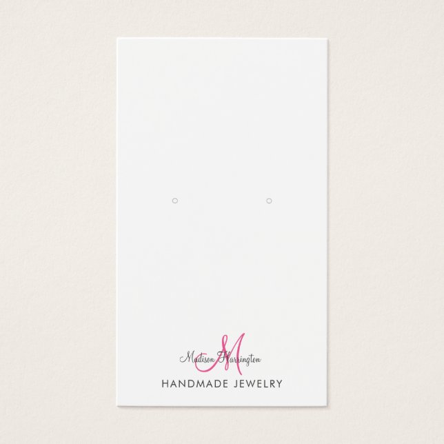 Carte d'affichage Monogramme rose chaud (Devant)