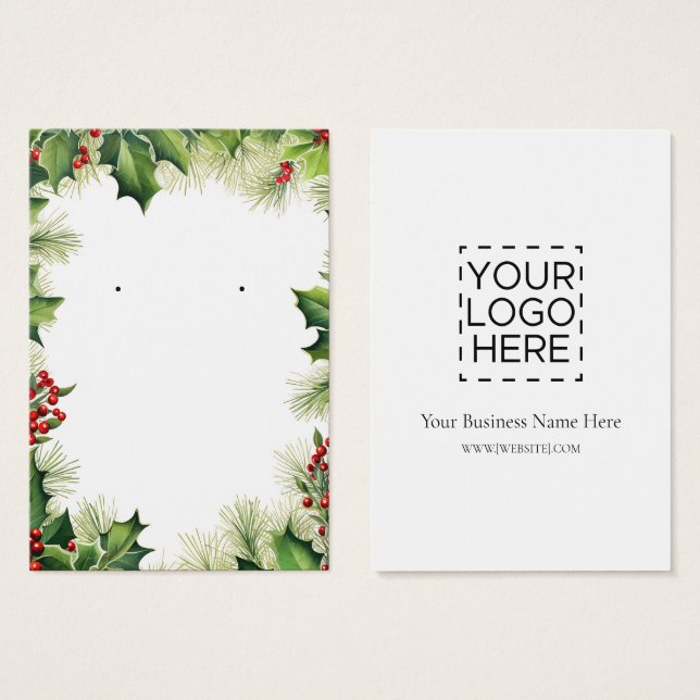 Carte d'affichage Noël Holly Earring (Devant & derrière)