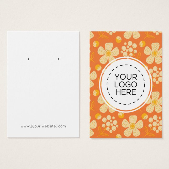 Carte d'affichage Orange Fleurs Jaunes (Devant & derrière)