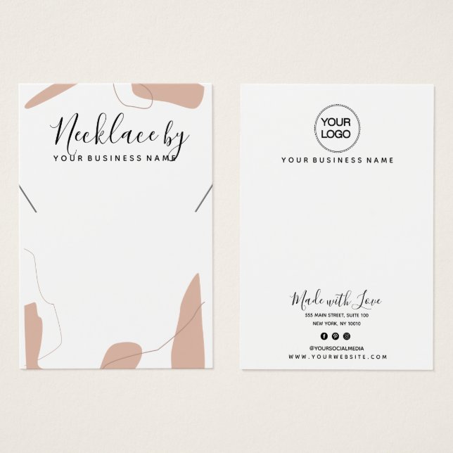 Carte d'affichage Pastel Pink Abstrait Collier (Devant & derrière)