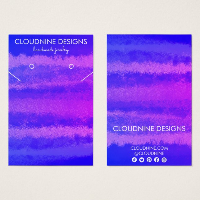 Carte d'affichage pour collier à oreille violet (Devant & derrière)