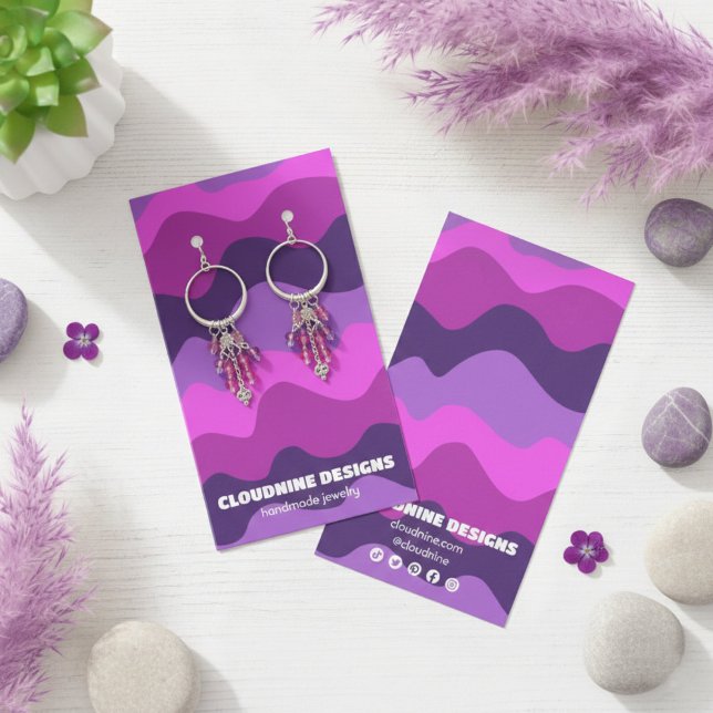 Carte d'affichage Retro Waves Earring Collier Bijo (Purple Retro Waves Earring Necklace Jewelry Display Card
)