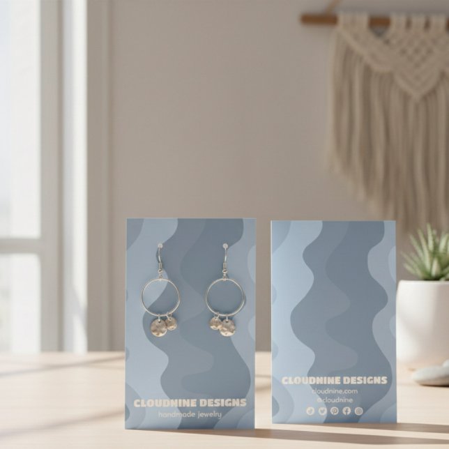 Carte d'affichage Retro Waves Earring Collier Bijo (Soft Blue Retro Waves Earring Necklace Jewelry Display Card
)