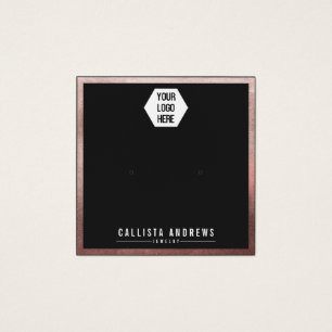 Carte d'affichage rose Gold Black Border Logo