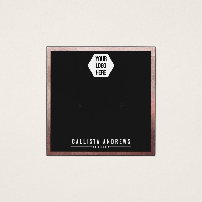 Carte d'affichage rose Gold Black Border Logo (Devant)