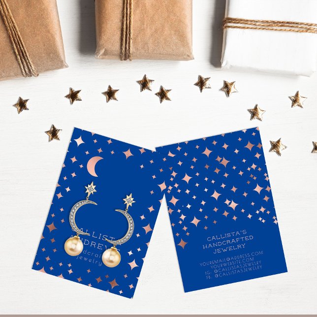 Carte d'affichage rose Gold Blue Stars Moon (Créateur téléchargé)
