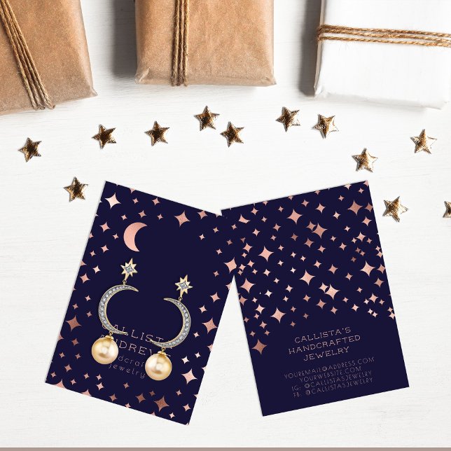 Carte d'affichage rose Gold Navy Stars Moon (Créateur téléchargé)
