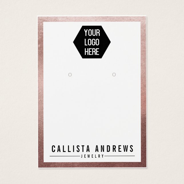 Carte d'affichage rose Gold White Border Logo (Devant)