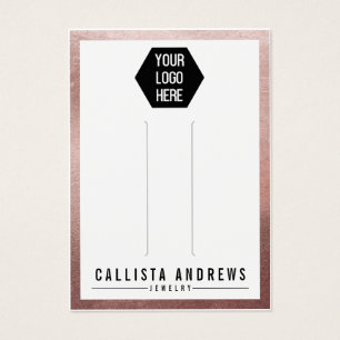 Carte d'affichage rose Gold White Border Logo