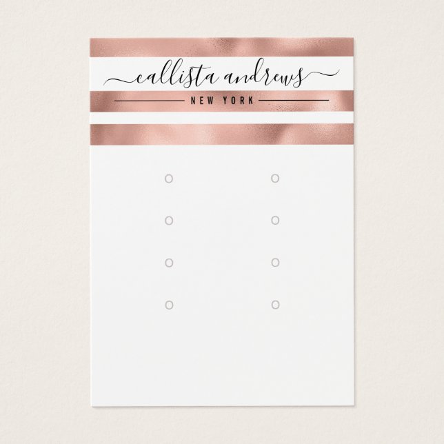 Carte d'affichage rose Gold White Stripes (Devant)
