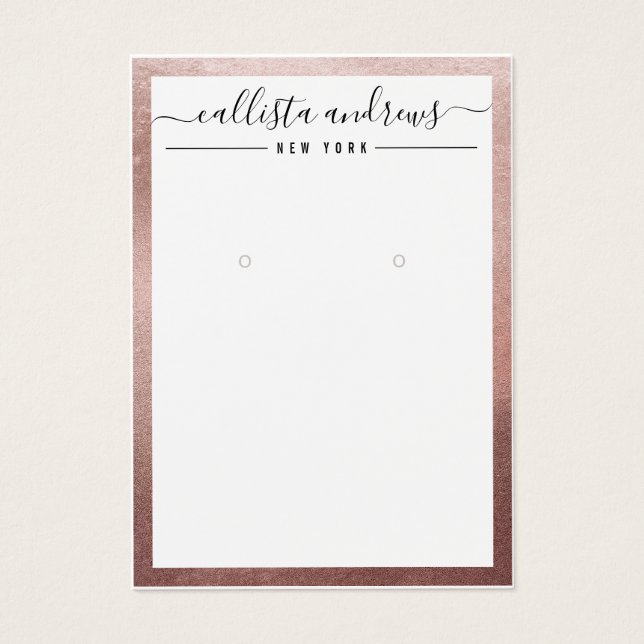 Carte d'affichage rose or blanc Cursive oreille (Devant)