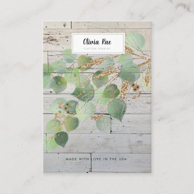 Carte d'affichage Rustic Greenery Gold Leaf (Devant)