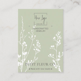 Carte d'affichage Sage Green Fleur sauvage QR Jewe