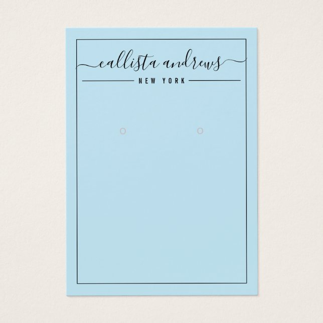 Carte d'affichage simple à oreille bleu noir (Devant)