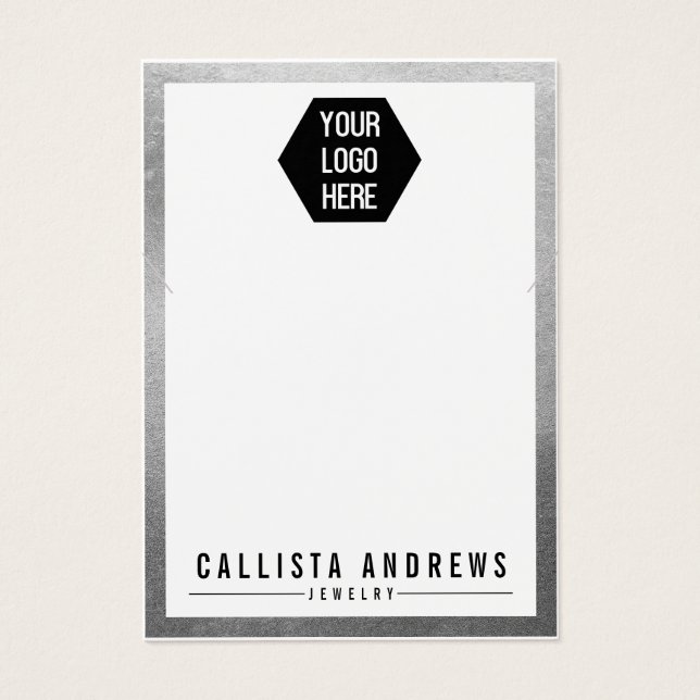 Carte d'affichage simple couleur logo blanc argent (Devant)
