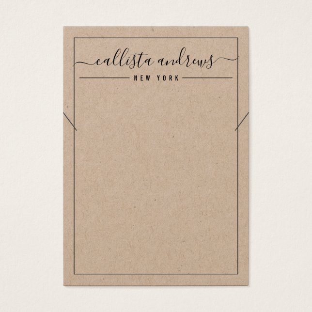 Carte d'affichage simple Kraft papier Cursive Coll (Devant)