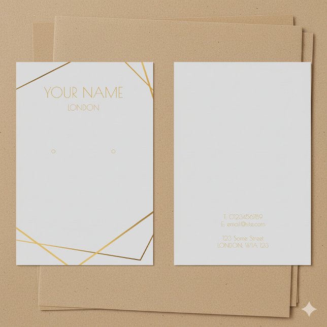 Carte d'affichage simple or géométrique (Simple gold geometric light earring display card.)