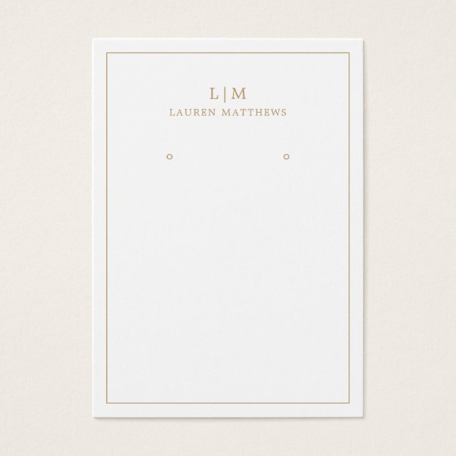 Carte d'affichage simple or Monogramme moderne (Devant)
