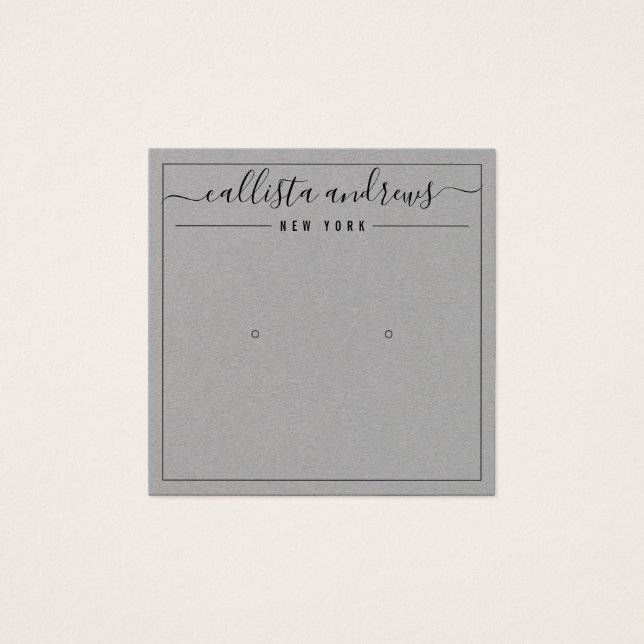 Carte d'affichage simple papier gris Cursive oreil (Devant)